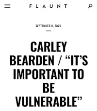 a black and white image with the words flaunt carly bearden it's important to be vulnerable